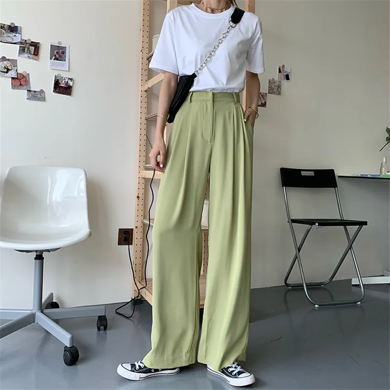 

Hot Selling High Waist Wide Leg Pants Women 2021 New Streetwear Suit Pants Loose Full-Length Large Size Straight Trousers