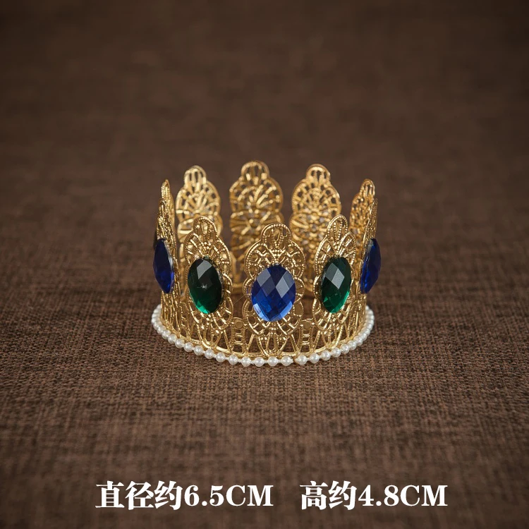 Cretive барочная корона король ребенок полный детский золотой драгоценный камень фотография маленькая тиара Корона Новорожденный Фотография реквизит