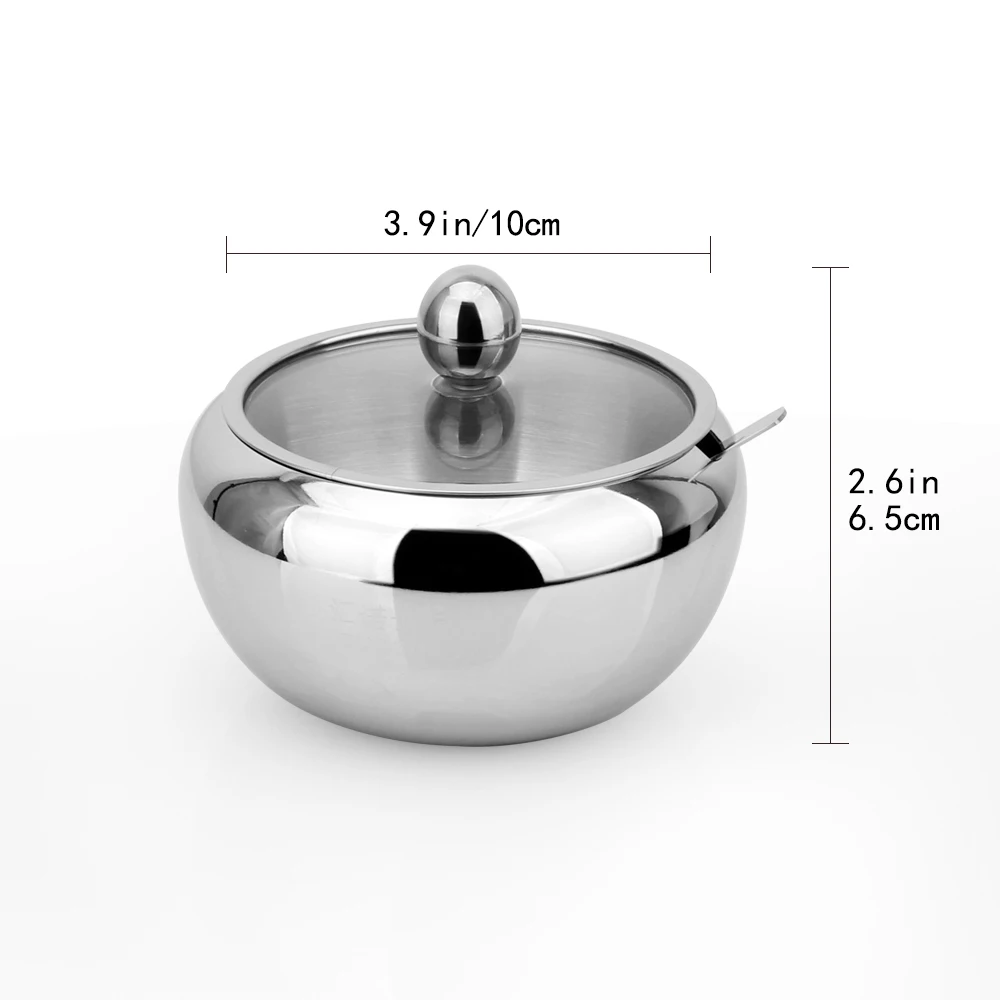 

Kitchen Spice Canister 18/8 Stainless Steel Seasoning Pot with Lid and Spoon, Sugar Bowl Condiment Jar