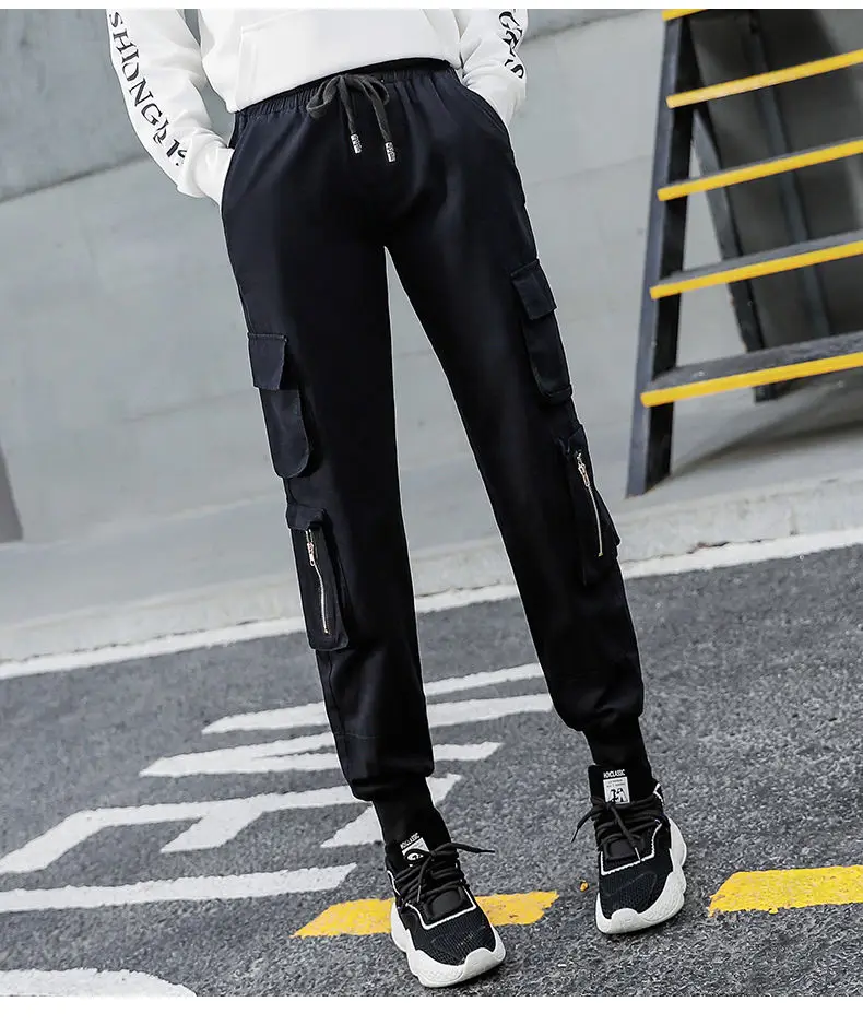 Женские черные и розовые брюки карандаш с завышенной талией карманами