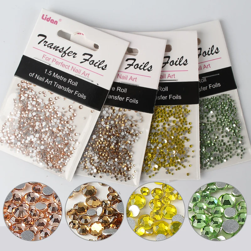 1 сумка многоразмерные стеклянные стразы для ногтей смешанные размеры украшения