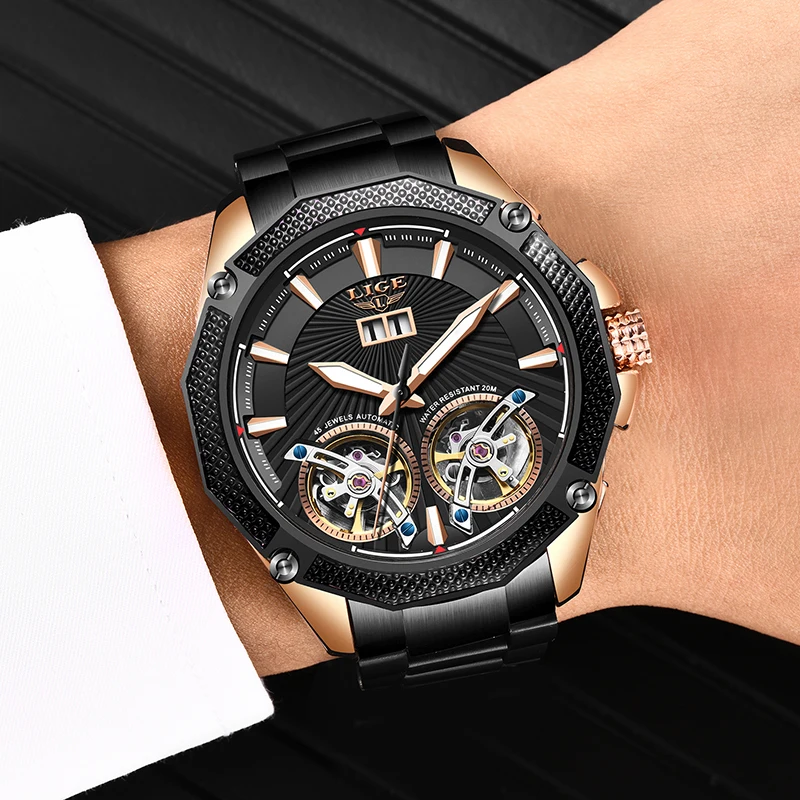 Часы мужские механические из нержавеющей стали водонепроницаемые | Наручные