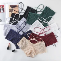 sexy lingerie lace low waist crossover hollow period panties transparent string women undewear comfortable solid color briefs