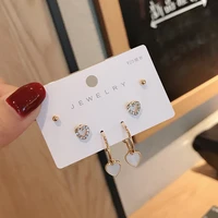 2020 new arrival heart metal women trendy stud earrings korean small love earrings 6 pieces set fashion jewelry for women