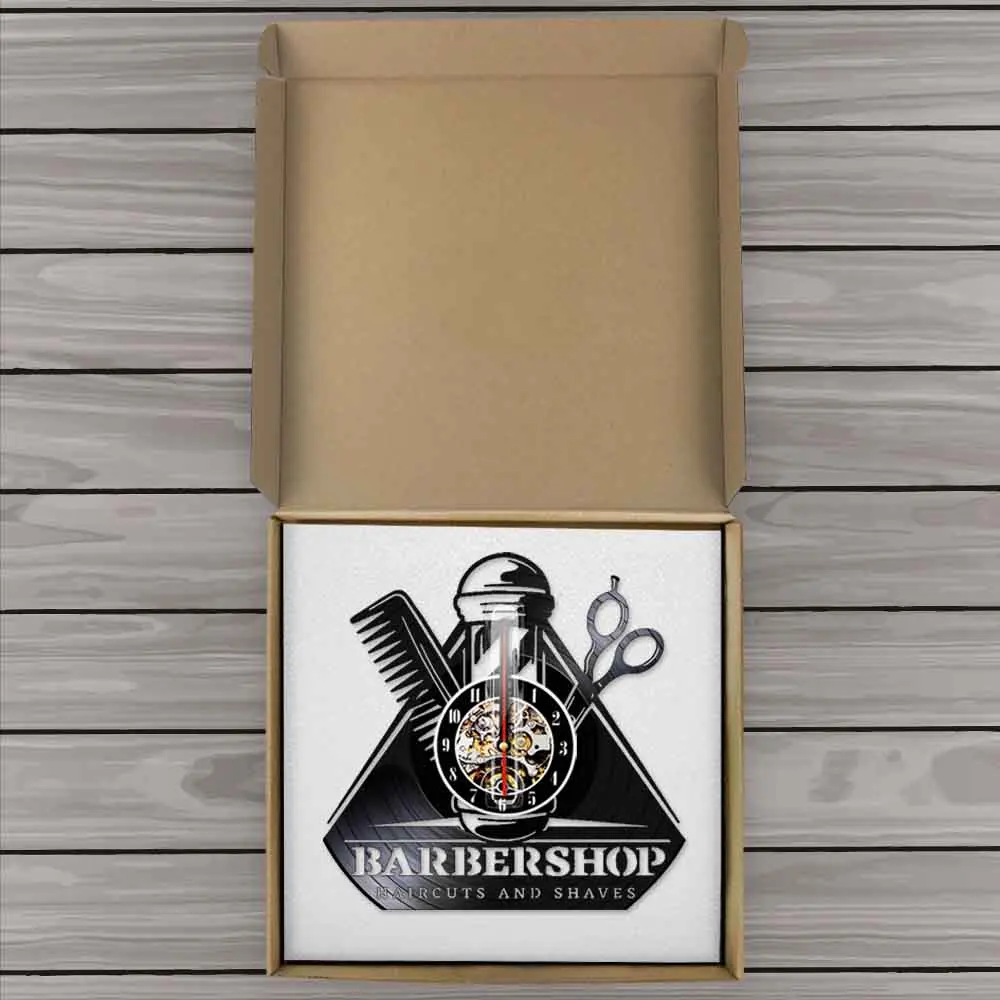 Виниловые настенные часы в стиле ретро для парикмахера оригинальный подарок с