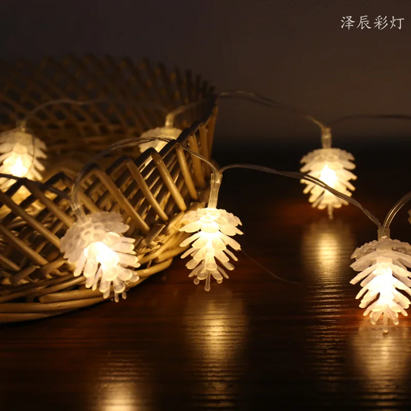 warm white 5M40LED сосновый конус Водонепроницаемая гирлянда на батарейках наружная сказочная Рождественская гирлянда для украшения садовой елки гостиной - Испускаемый цвет: warm white