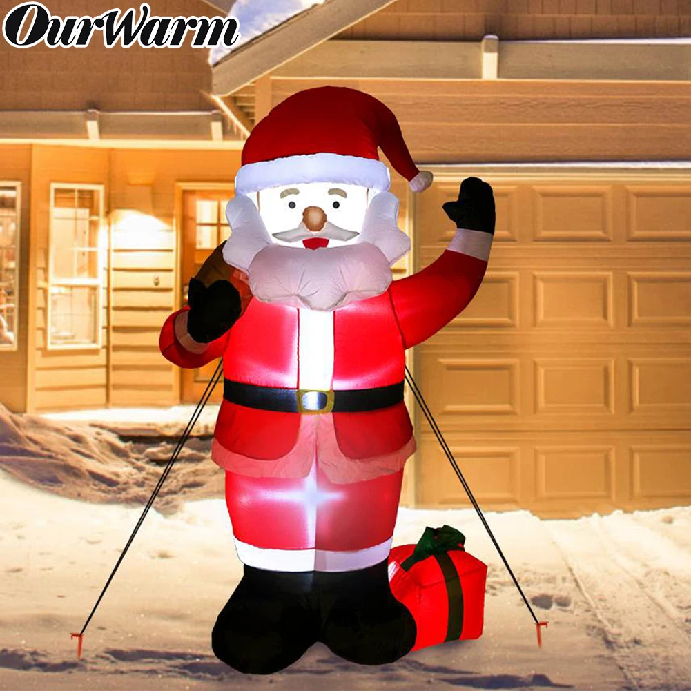 OurWarm 150 см Рождественский надувной Санта-Клаус с подарочными сумками надувной Рождественский двор наружные украшения