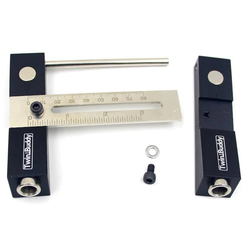 

Adjustable Double Pocket Hole Jig System Drill Bit Doweling Drilling Jig Punch Locator Woodworking Guide Tool Kit