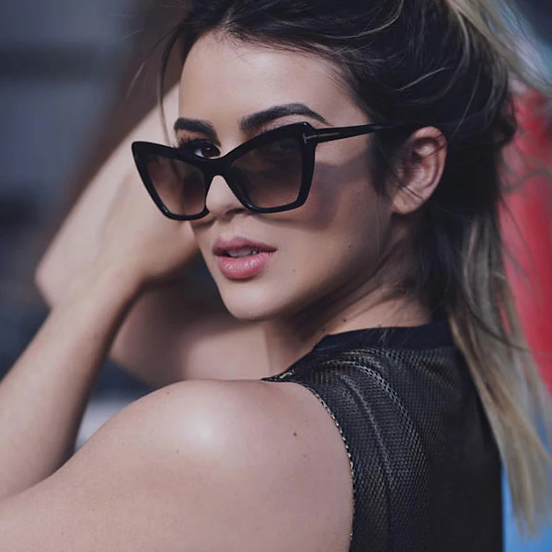 Очки солнцезащитные женские кошачий глаз брендовые дизайнерские модные