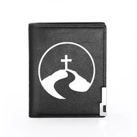 men wallet leather way of the cross printing billfold slim credit cardid holders inserts money bag male pocket short purses