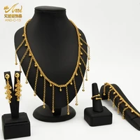 african jewelry set tassel pendant chains choker dubai ethiopian nigeria wedding necklace earrings bracelet rings jewellery