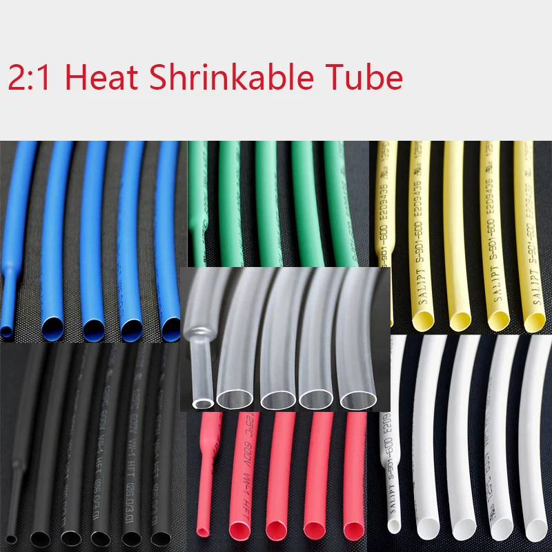 Термоусадочная трубка диаметром 2 мм черная белая красная зеленая желтая синяя