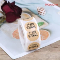 500 labels circular happy mail business stickers 1 gift stationery hand stickers envelope inch brown sealed stickers y9n2