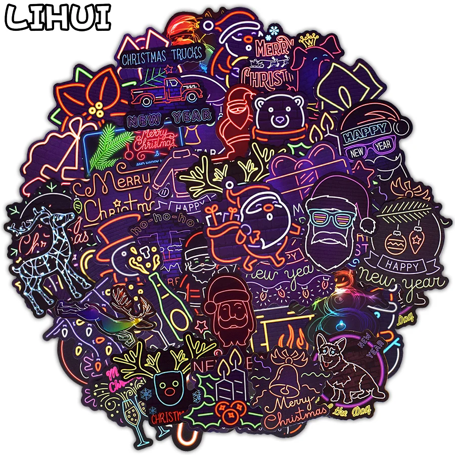 50 шт. неоновый стиль рождественские наклейки подарки игрушки для детей Санта