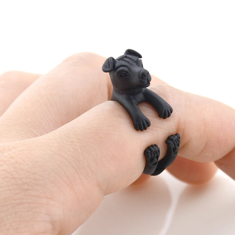 Винтажное черное кольцо Джек Расселл Анель крыса-терьер в стиле бохо свадебные