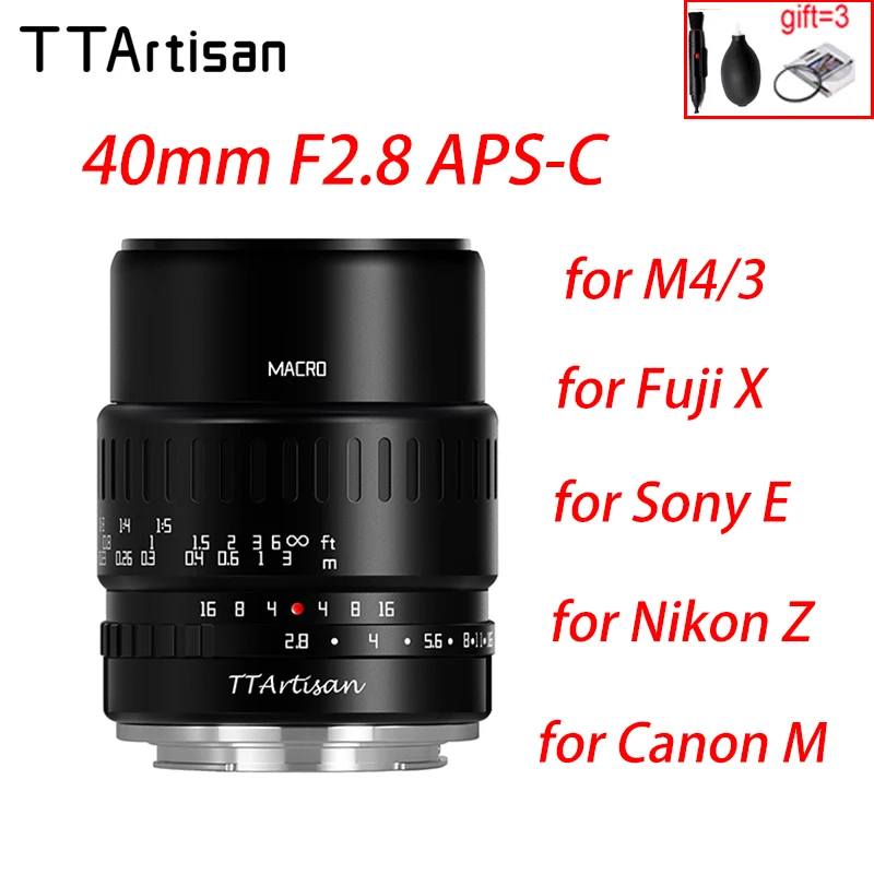 

TTArtisan 40mm F2.8 APS-C Cameras Lens Manual Focus for Nikon Z Sony E Leica L Sigma Fuji X Canon M EF-M M4/3 Olympus Panasonic