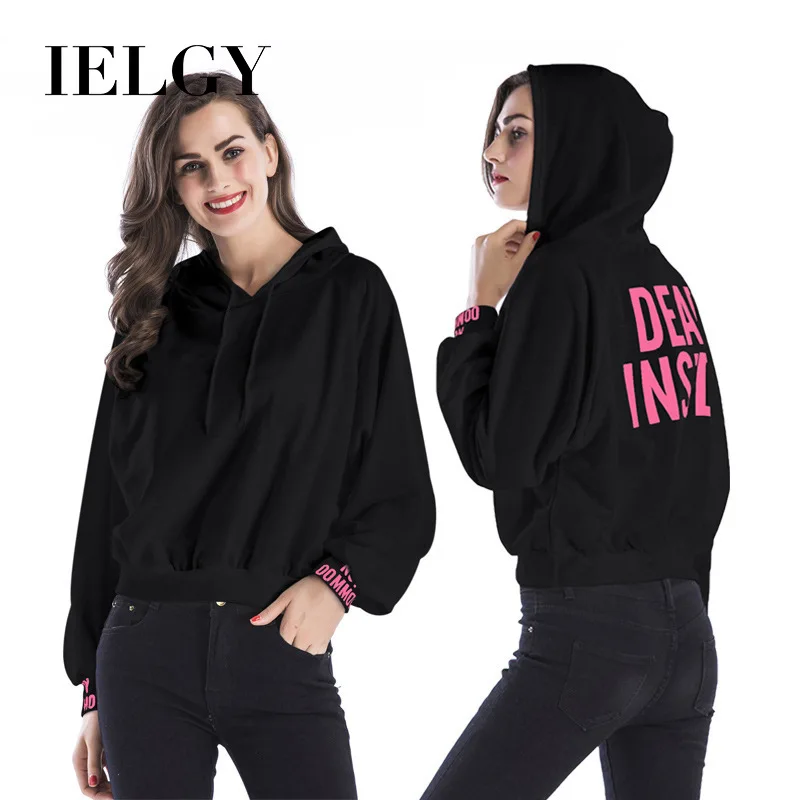 

IELGY Women's Letter Print Hoodie