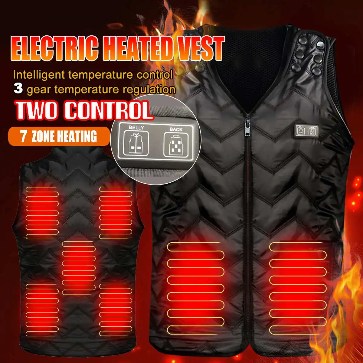

Жилет с подогревом 3S для мужчин и женщин, умный жилет с двойным управлением электрическим подогревом, с 7 зонами, с умным подогревом и USB