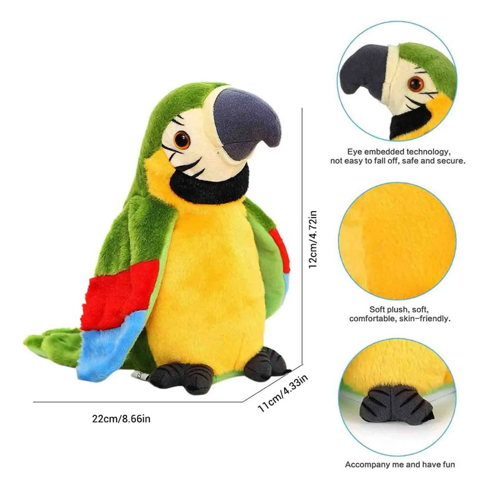 

kawaii Lovely Interesting Plush Toy Recording And Learning To Speak With Colorful Bird Electric Plush Toy Recording Kids Gifts