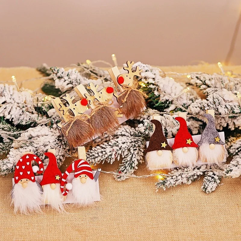 

2022Christmas Decorations,1 Pack of 3 Pieces,Colorful Santa's Elk WoodenClips,7.3 Cm,NewYearHomeDecoration,HolidayParty Supplies