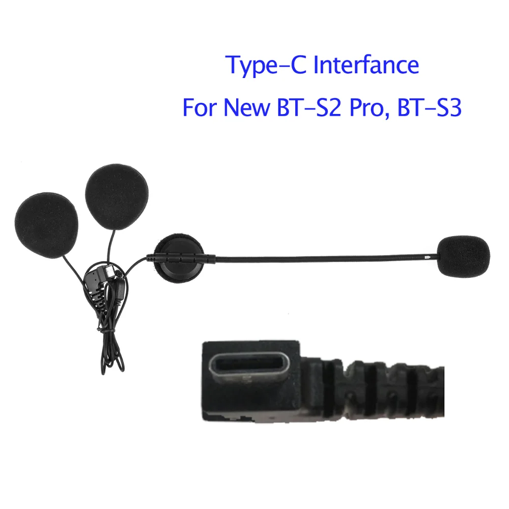 

BT-S2 S3 Helmet Intercom Headset Earphone type-c Interface Motorcycle Wireless Bluetooth Interphone Hard/Soft Mic