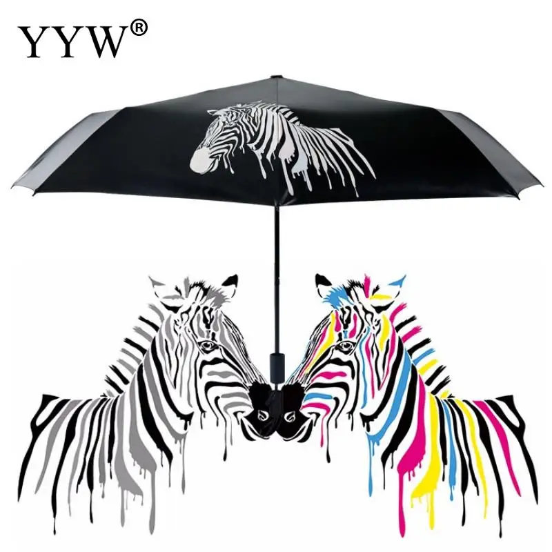 Складной зонт Zebra Black Uv 3 Женский Зонт от дождя и солнца зонты машина Paraguas Men'S Ambrella
