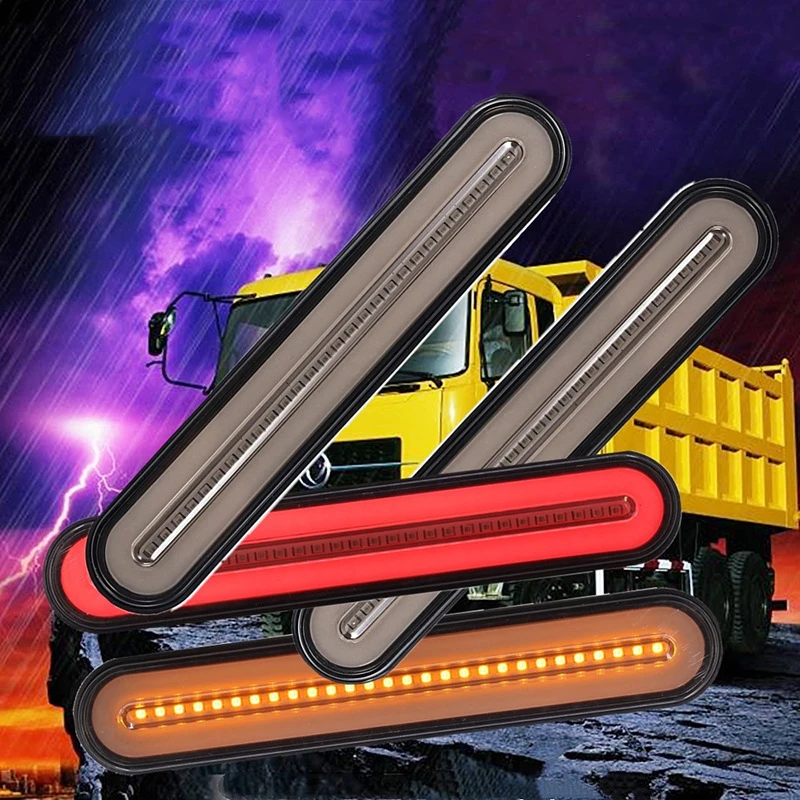 1шт 12-24V Светодиодные фонари для грузовиков и прицепов Стоп-сигналы с потоком света, указатели поворота, тормозные задние фонари, неоновые, водонепроницаемые IP67