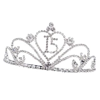 1pc jewelry crown number 15 rhinestone headdress baroque crown tiara photo props headwear for birthday