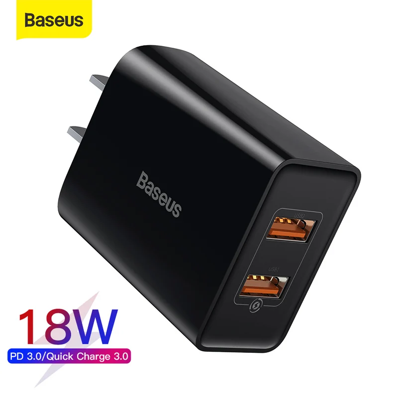 

Baseus 18W USB Charger Quick Charging 3.0 USB Type C PD 3.0 Wall Charger Mini CN Plug Portable Phone Charger for iP for Samsung