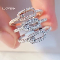 luowend 100 solid 18k white gold ring engagement ring genuine natural diamond ring sliding wedding cocktail jewelry