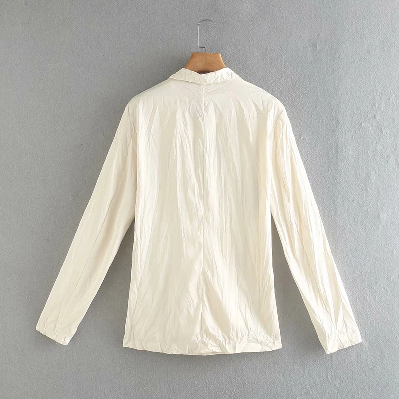 

ZA 2021 Spring Summer Women Blouse Fashion Long Sleeve Silk Shirts Office Solid Lady Female Tops Single Breasted Blouses