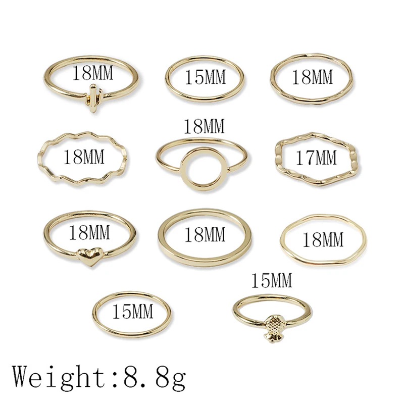 11 шт./компл. женские кольца модные кактус ананас в форме сердца геометрической