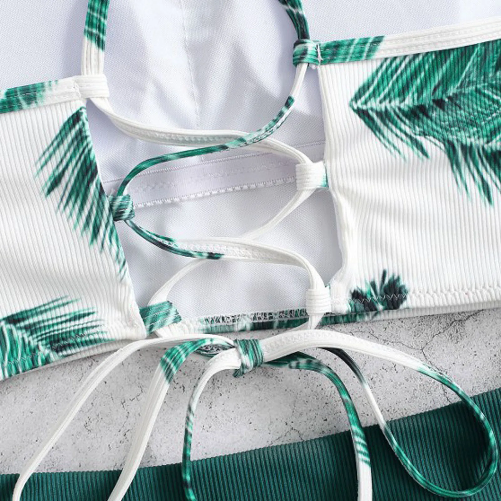 

Push Up Bikini set 2021 Women Two Piece Swimsuit Leaves Feather Print Split Sets Plus Size Beachwear Swimsuit Bikini #4