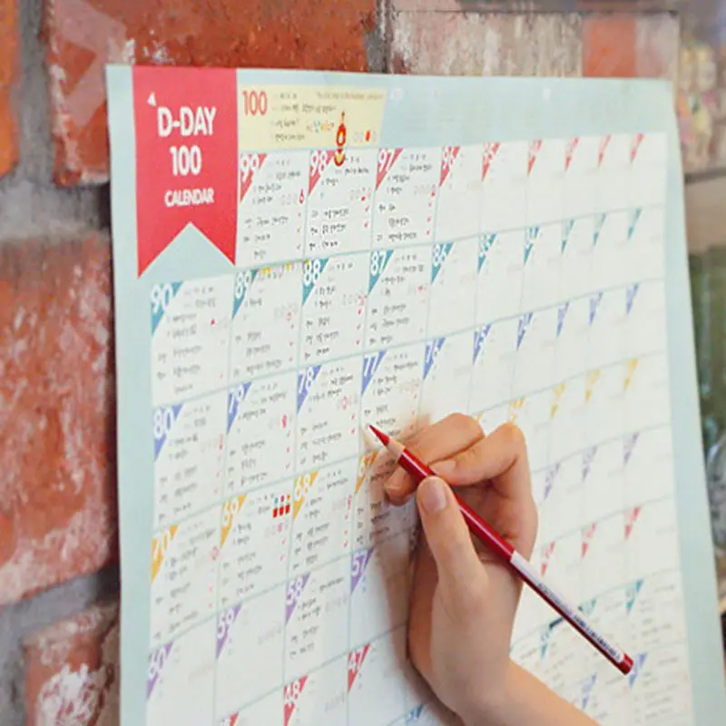 

5Pcs 100 Days Countdown Calendar Schedule Learning Goals Work Planner Periodic Agenda Table Office Supplies XXUC