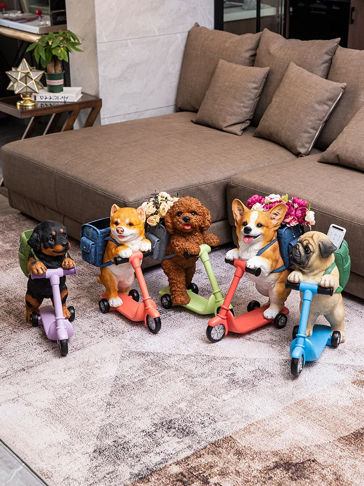 

Floor decoration next to the living room TV cabinet resin crafts simulation dog furnishings creative home accessories