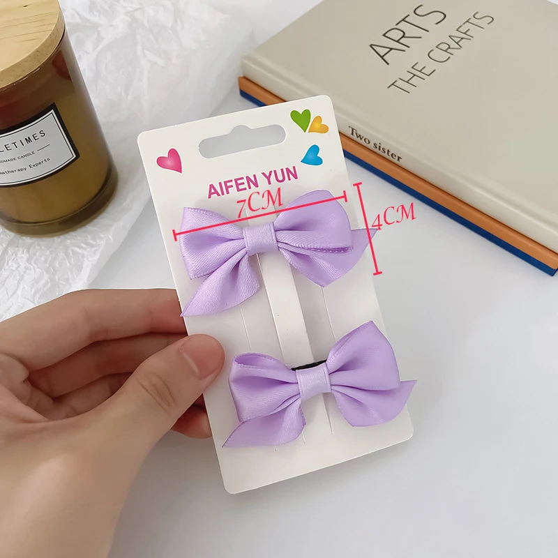 

2/4Pcs Fashion Hair Clips Baby Cloth Hairpins Solid Bowknot Barrette Hair Accessories Kids High Quality Don't Hurt Hair Headwear