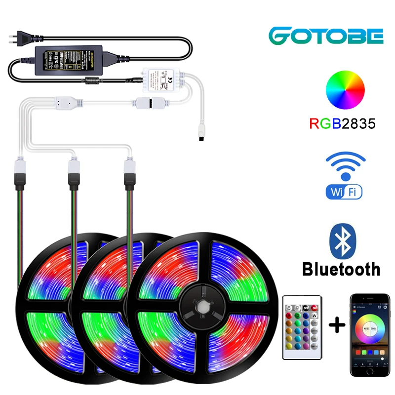 Умная Светодиодная лента RGB 2835 с Wi Fi и Bluetooth управлением 12 В водонепроницаемая