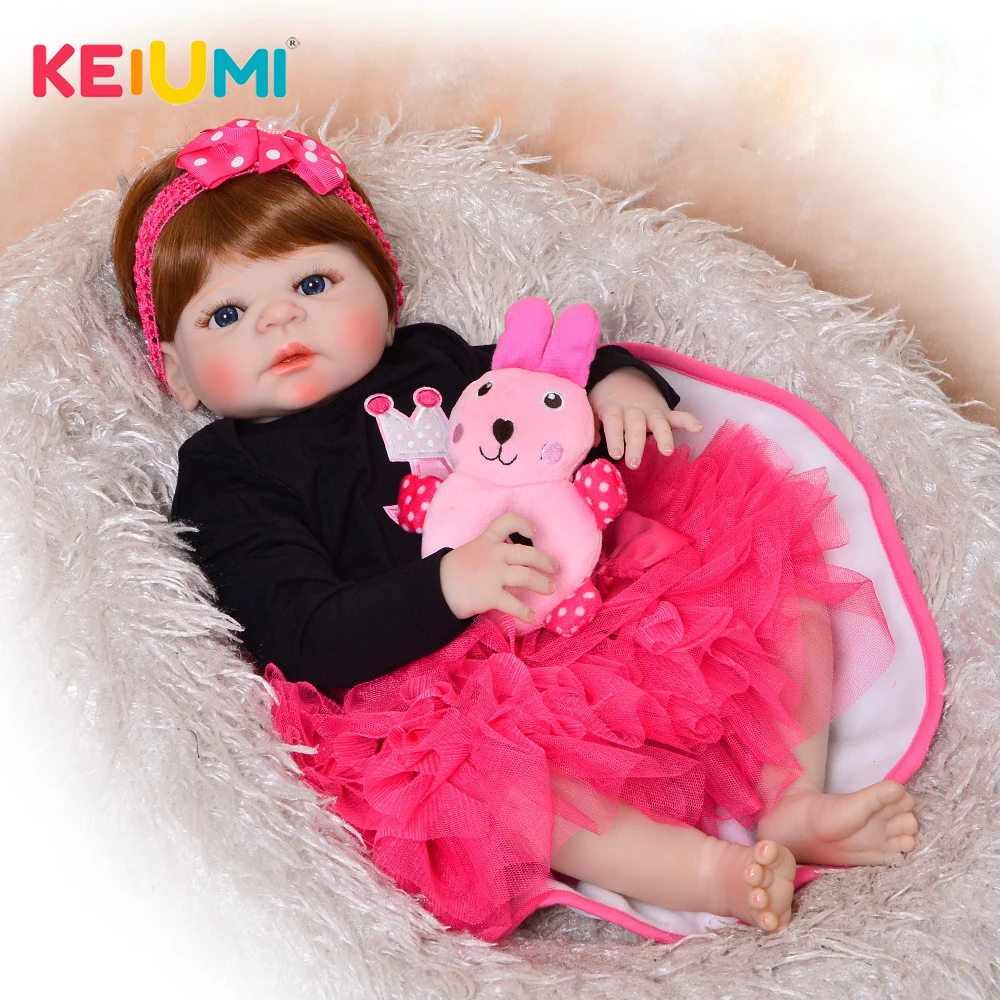 Кукла реборн 23 дюйма полностью силиконовая кукла-реборн с коричневыми волосами