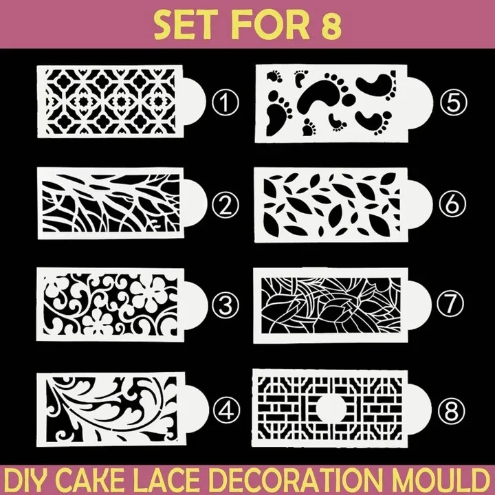 8 шт. DIY торт кружева силиконовая форма для помадки Embosser коврик Торт Sugarcraft