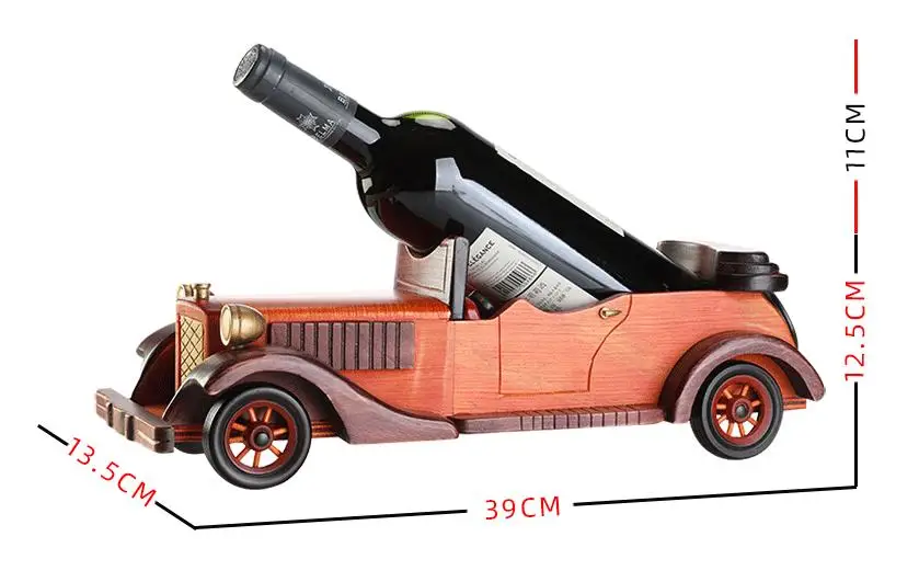 Solid Wood Vintage Classic Car Wine Bottle Holder Rack