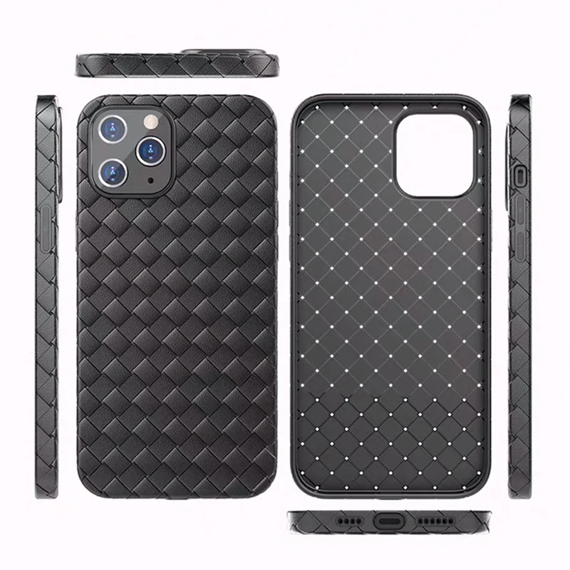 

Silicone Breathable Mesh Case For iPhone 11 Pro Max 12 Mini XS 6S 7 8 Plus X XR Leather TPU Weaving BV Grid Cover iPhone11 Funda