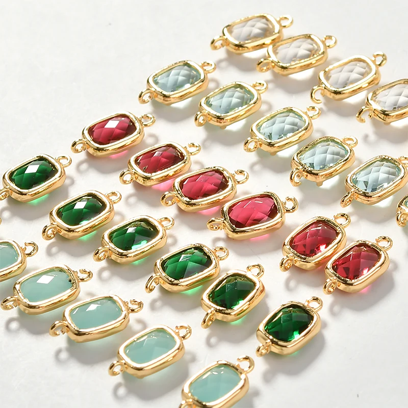 Медная Позолота 18k золотой цвет квадратный Цвет Кристалл Двойной Висячие