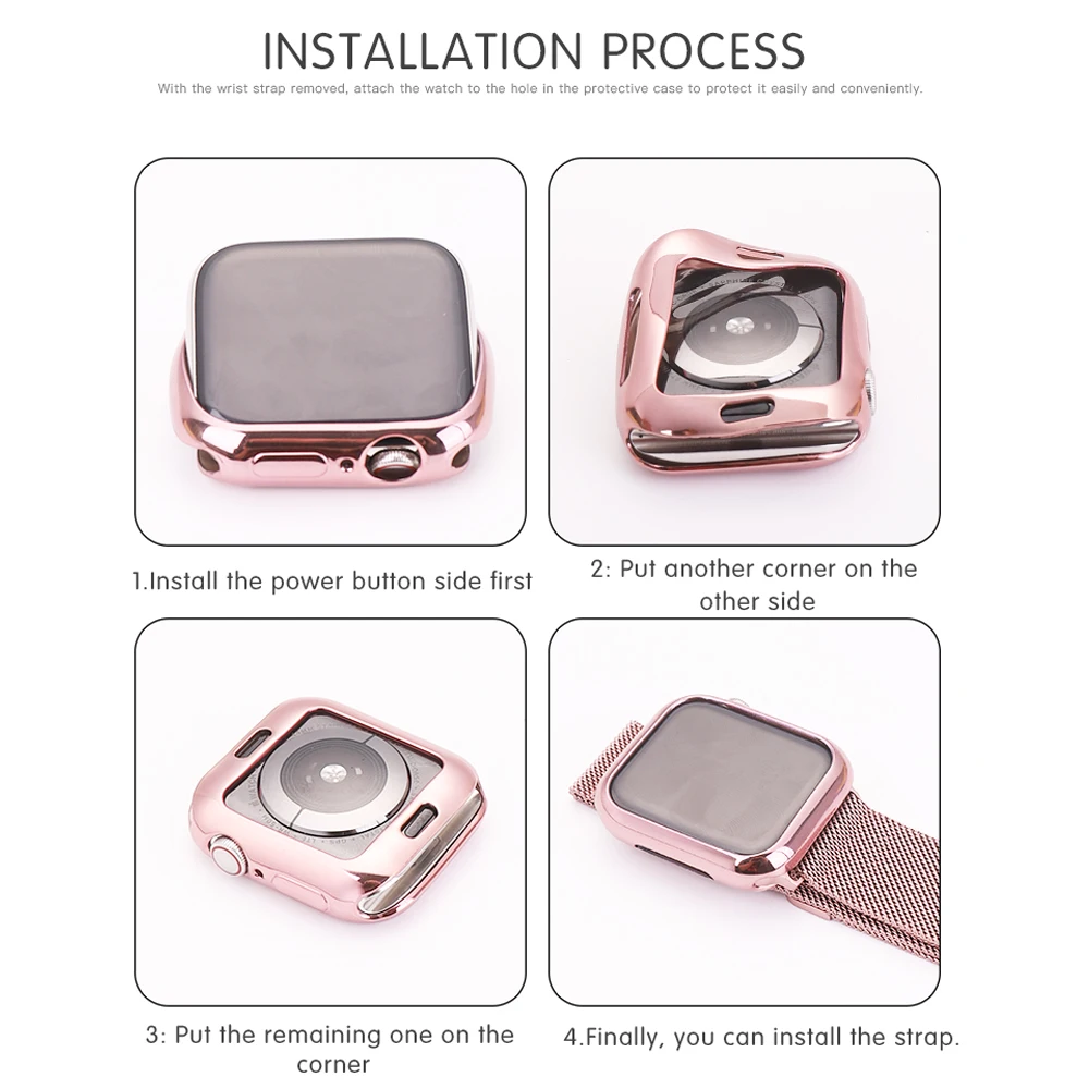 

Protective Cover Case for Apple Watch 6 4 5 40mm 44mm Scratch Half pack plated TPU cases for iWatch 3/2/1 42mm 38mm accessories