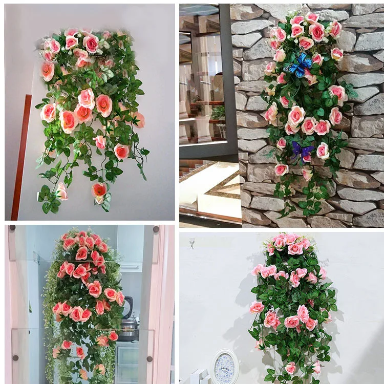 1 букет искусственных цветов украшение в виде лианы настенные подвесные розы