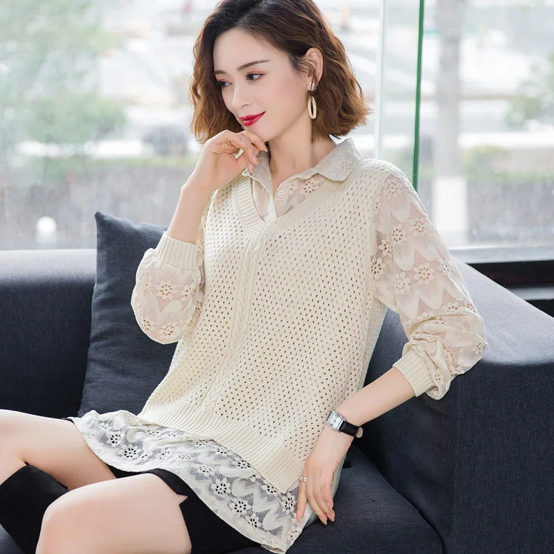 Весенне-осенний стиль 2 шт./компл. вязаный свитер пуловер Женский Повседневный