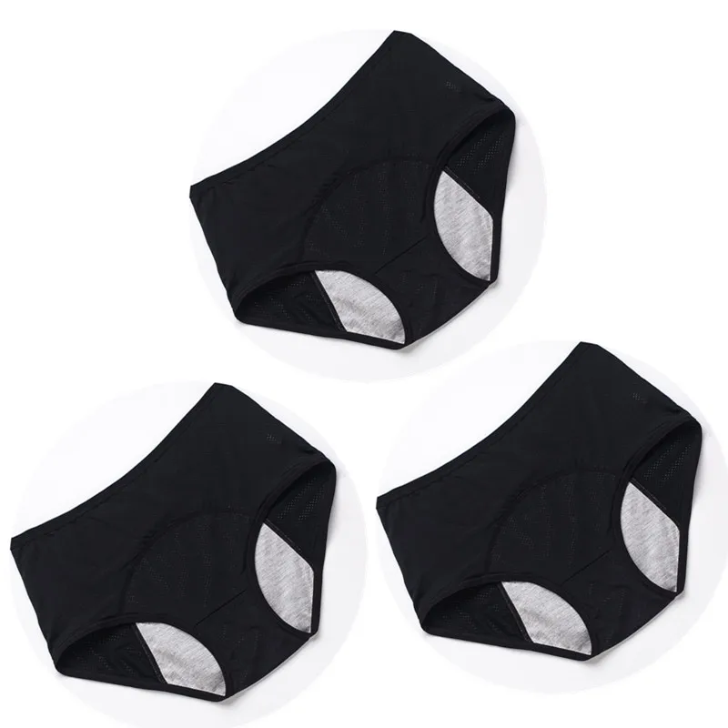 black X 3 3 шт./компл. герметичность гигиенические трусики физиологические трусы Для женщин нижнее белье период хлопковые непромокаемые трусы дропшиппинг HP21 - Цвет: black X 3
