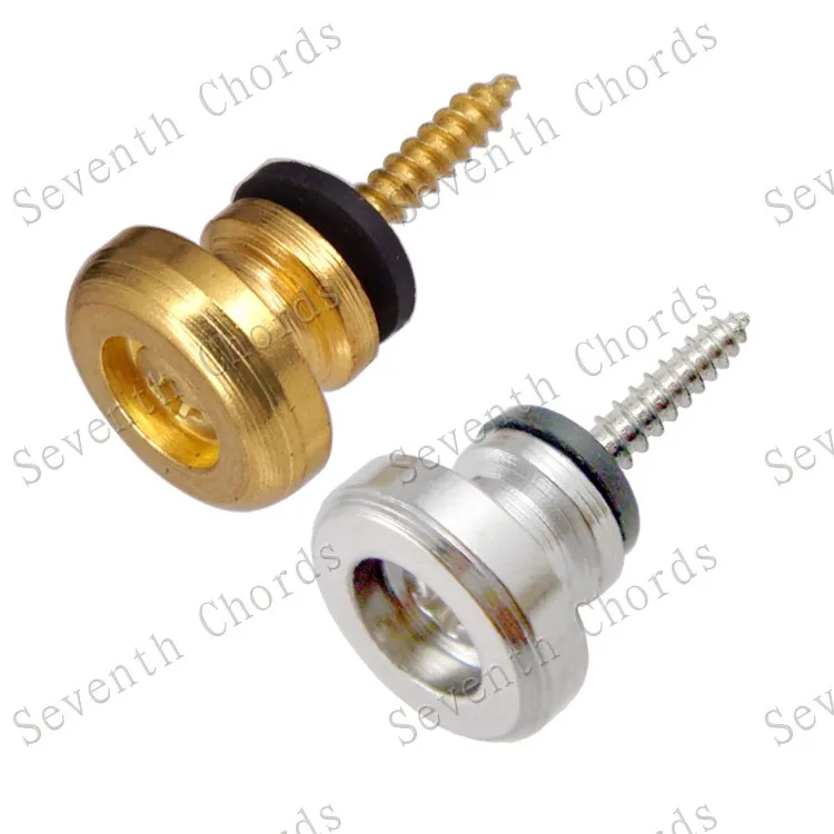 

2 Pcs Big Round Head Ukulele Bass Guitar Strap Button Strap End Metal Lock Pin Peg