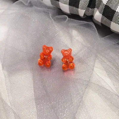 HZ Новинка милая Цветная Акриловая заколка для волос Gummy Bear заколки для волос аксессуары для волос для женщин девочек детей - Цвет: 34 Stud earring