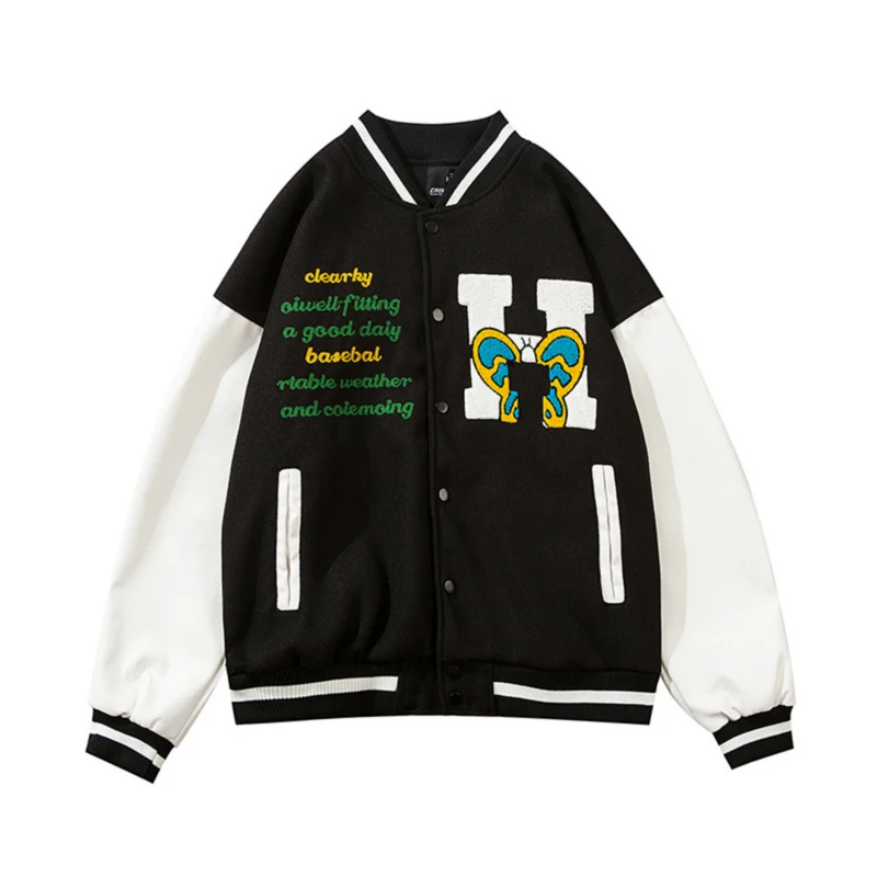 

Hip Hop Men Clothing Jackets Baseball Coat Daisy Letter Embroidery Streetwear Harajuku Sports Outwear Casual Patchwork Jackets