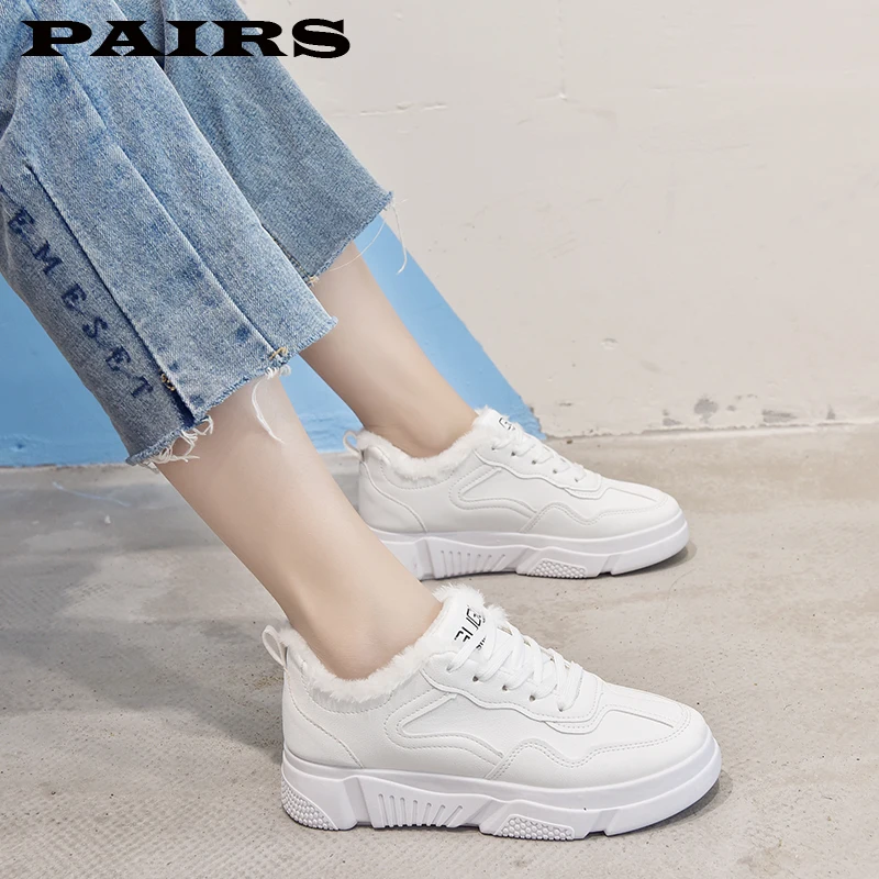 2019 зимняя женская обувь теплая плюшевая повседневная на меху модные кроссовки